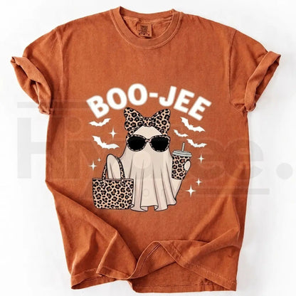 Comfort Colors Boo-Jee Ghost Shirt Leopard Print Coffee Tee