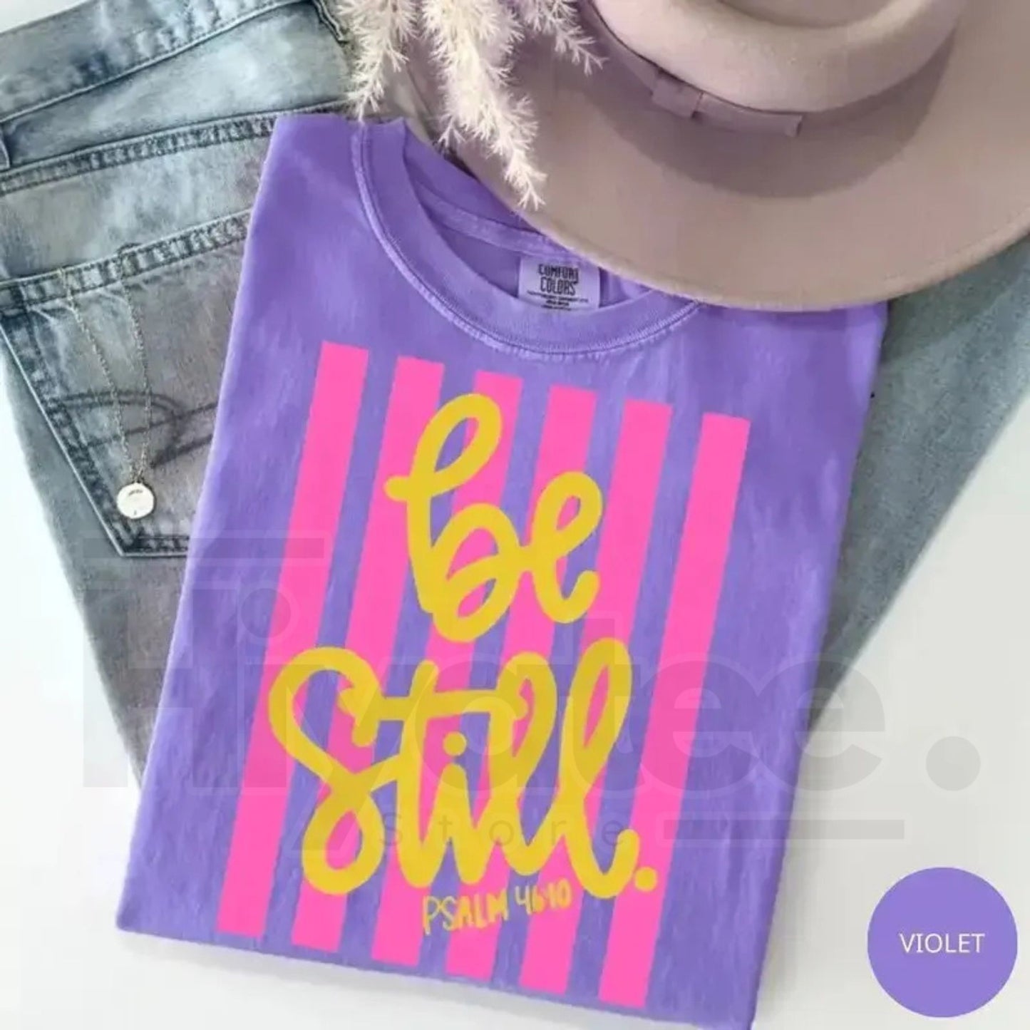 Comfort Colors® Be Still Shirt – Girly Pink Stripes Coquette Aesthetic Faith Tee