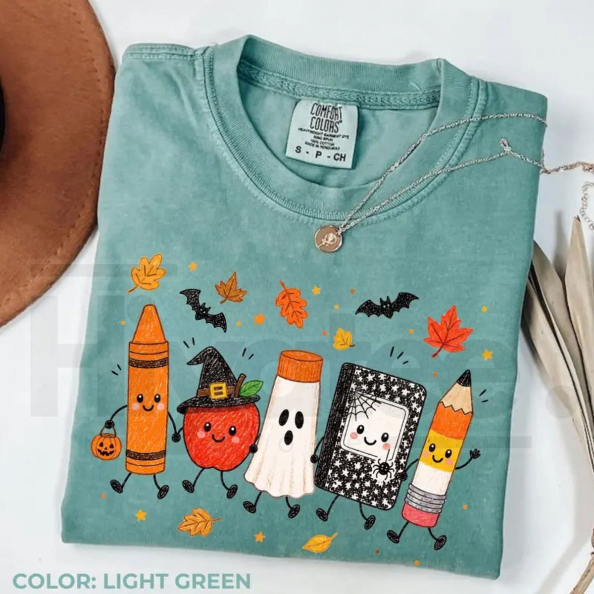 Comfort Colors Halloween Teacher Spooky School Doodles Tee