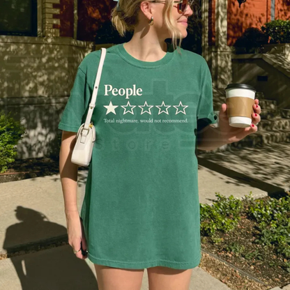 Comfort Colors Funny People One Star Review T-Shirt Sarcastic Introvert Humor Tee