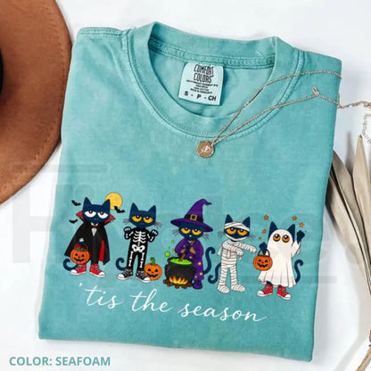 Pete the Cat Halloween Teacher Shirt Tis the Season Funny School Classroom Tee