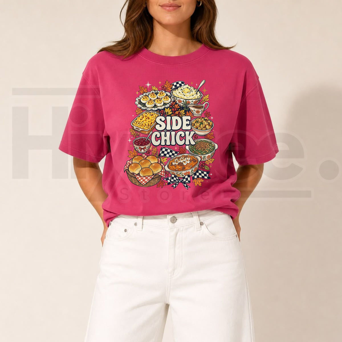 Comfort Colors Side Chick Thanksgiving T-Shirt – Retro Y2K Friendsgiving Tee