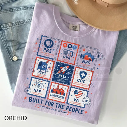 Comfort Colors Built for the People Shirt – Retro Democratic Institutions Stamp Tee, Vintage Leftist Protest Top