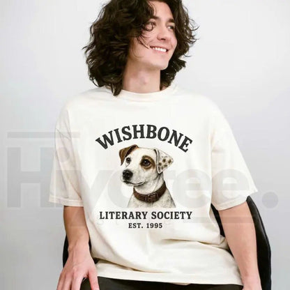Comfort Colors Wishbone Dog T-Shirt – Vintage Literary Society Tee, Retro Aesthetic Book Lover Gift for Her