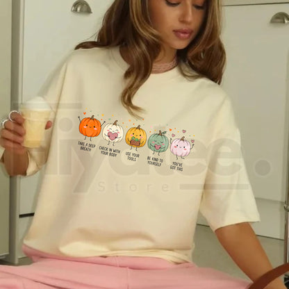 Mental Health Shirt Positive Affirmations Pumpkin Fall Tee Therapist Gift
