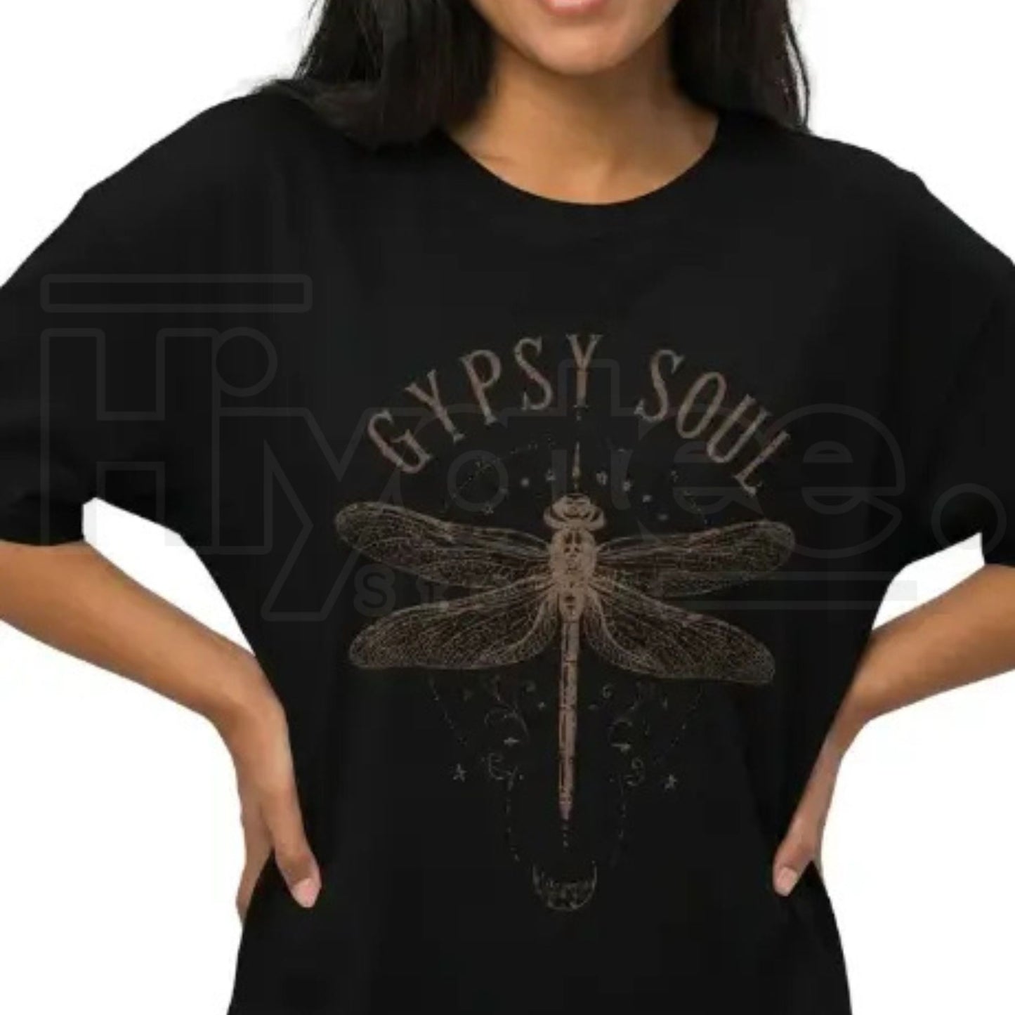 Boho Dragonfly Shirt Women Gypsy Soul Graphic Tee – Vintage Mystical Top