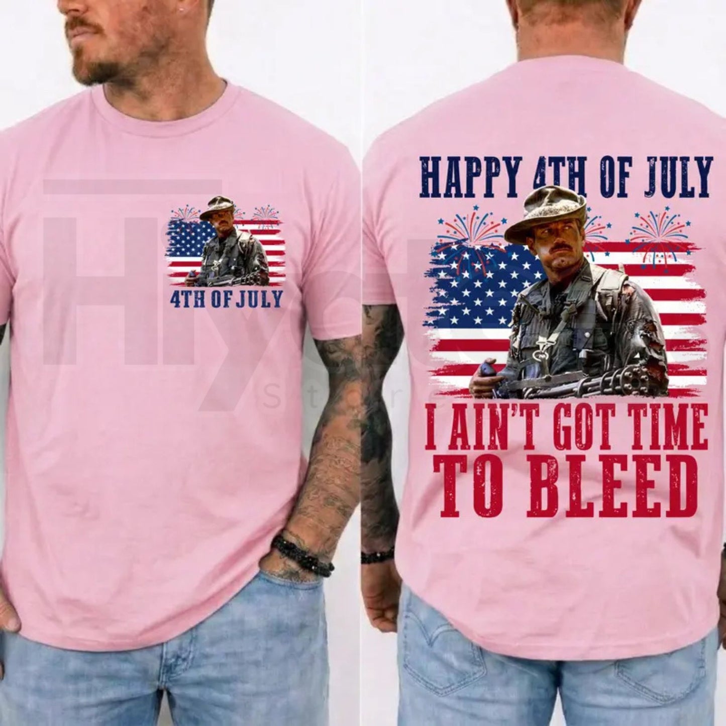 I Ain't Got Time To Bleed 4th Of July T-Shirt – Funny Predator Movie Quote Patriotic Tee