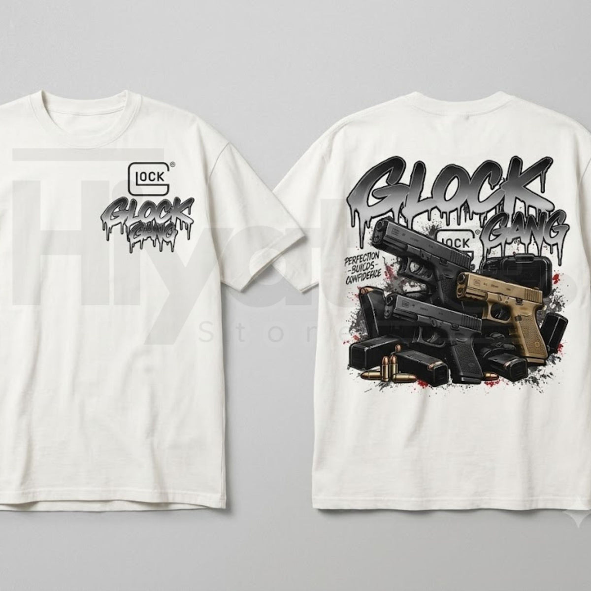Glock Tactical T-Shirt – Perfection Builds Confidence Glock Gang Graphic Tee
