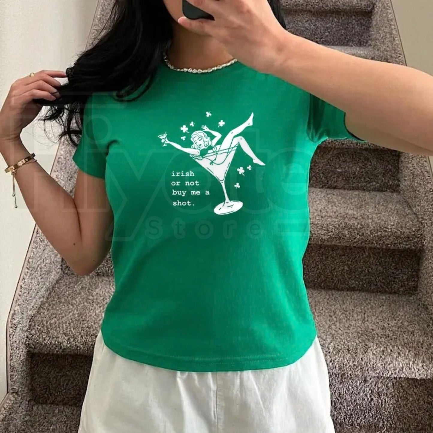 Saint Patrick’s Day Baby Tee – Funny Irish Drinking Shirt for Girls, Retro St. Paddy Party Top for Women