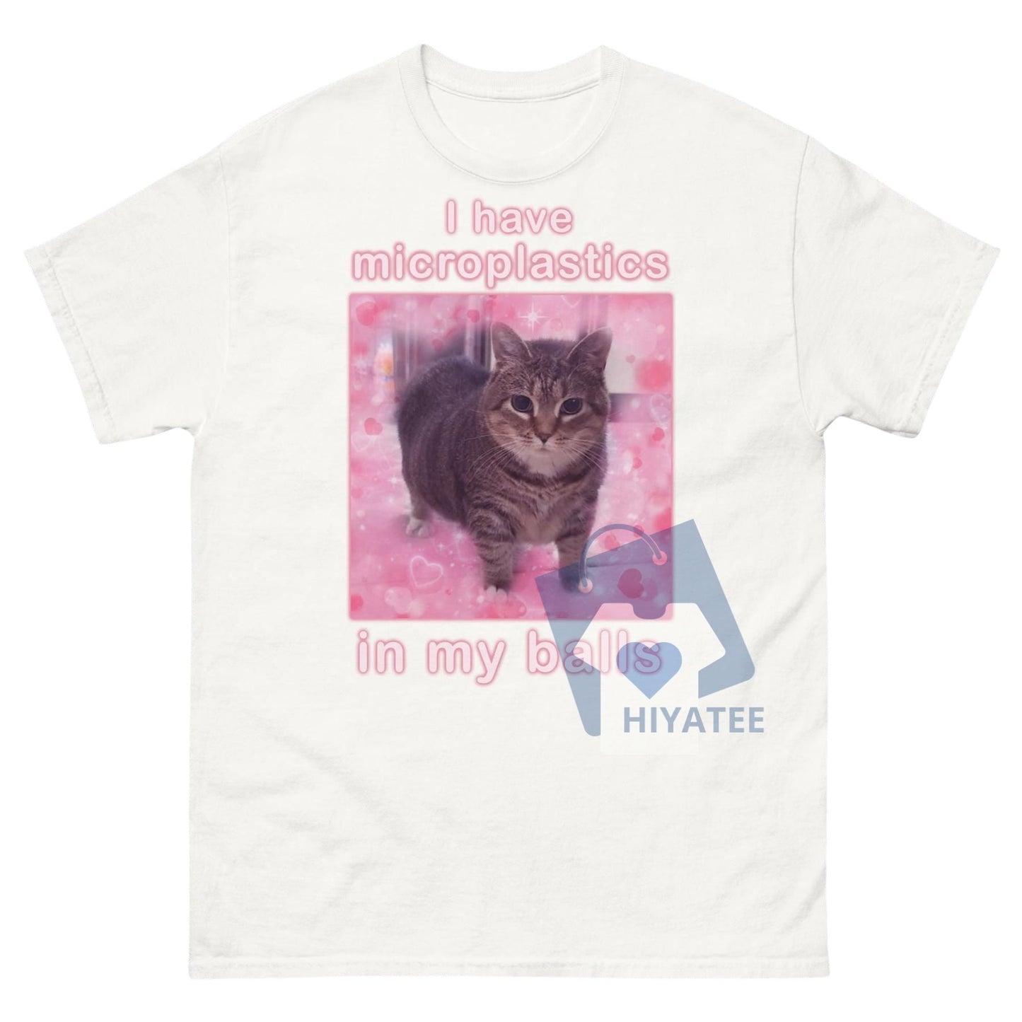 Microplastic Cat Meme T-Shirt – Funny Ironic Cat Graphic Tee, Silly Gift for Her or Him