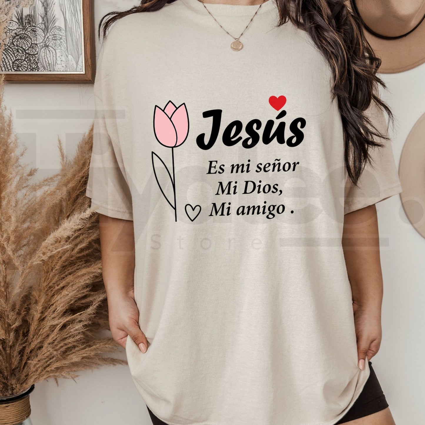 Spanish Christian Shirt Women Plus Size Jesus Floral Faith Graphic Tee