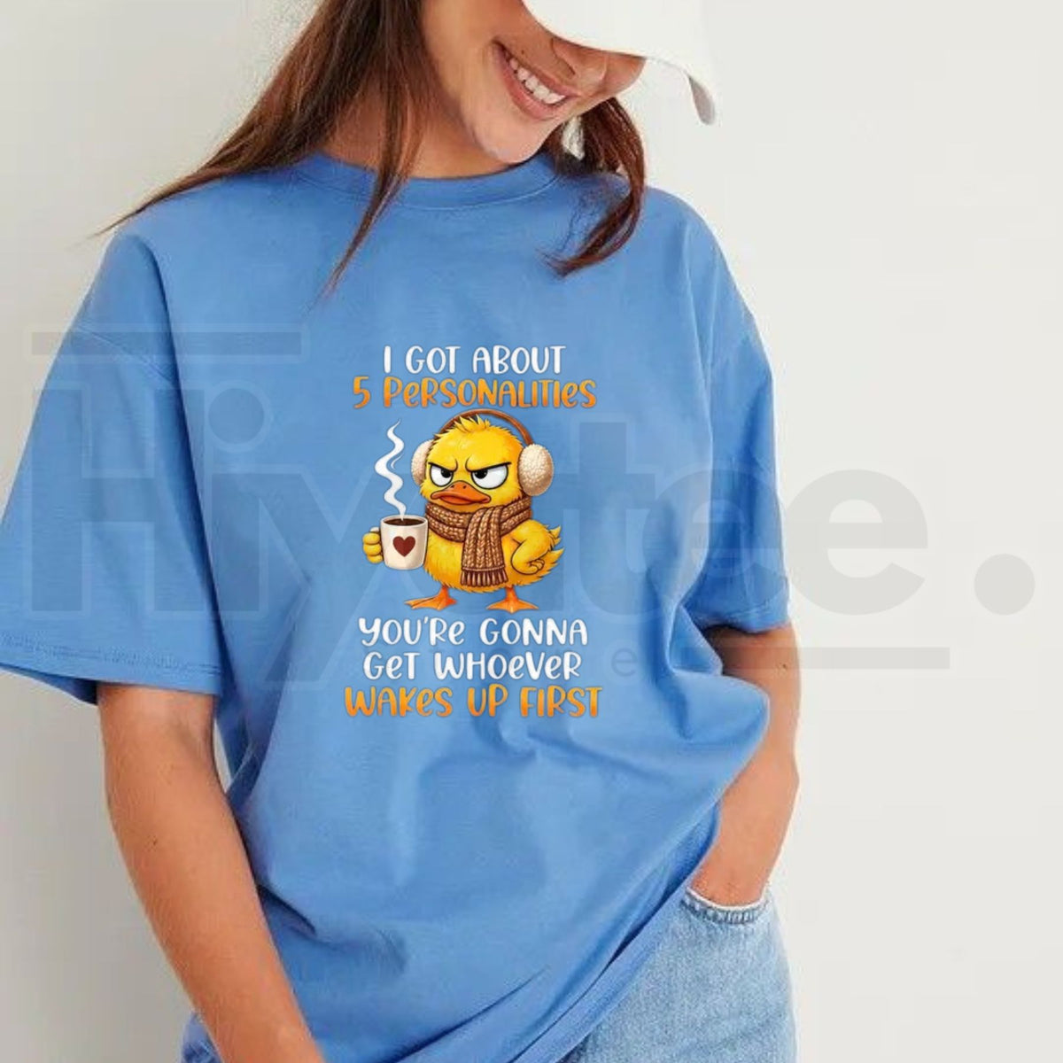 5 Personalities Funny Duck T-Shirt – Morning Mood Coffee Quote Graphic Tee