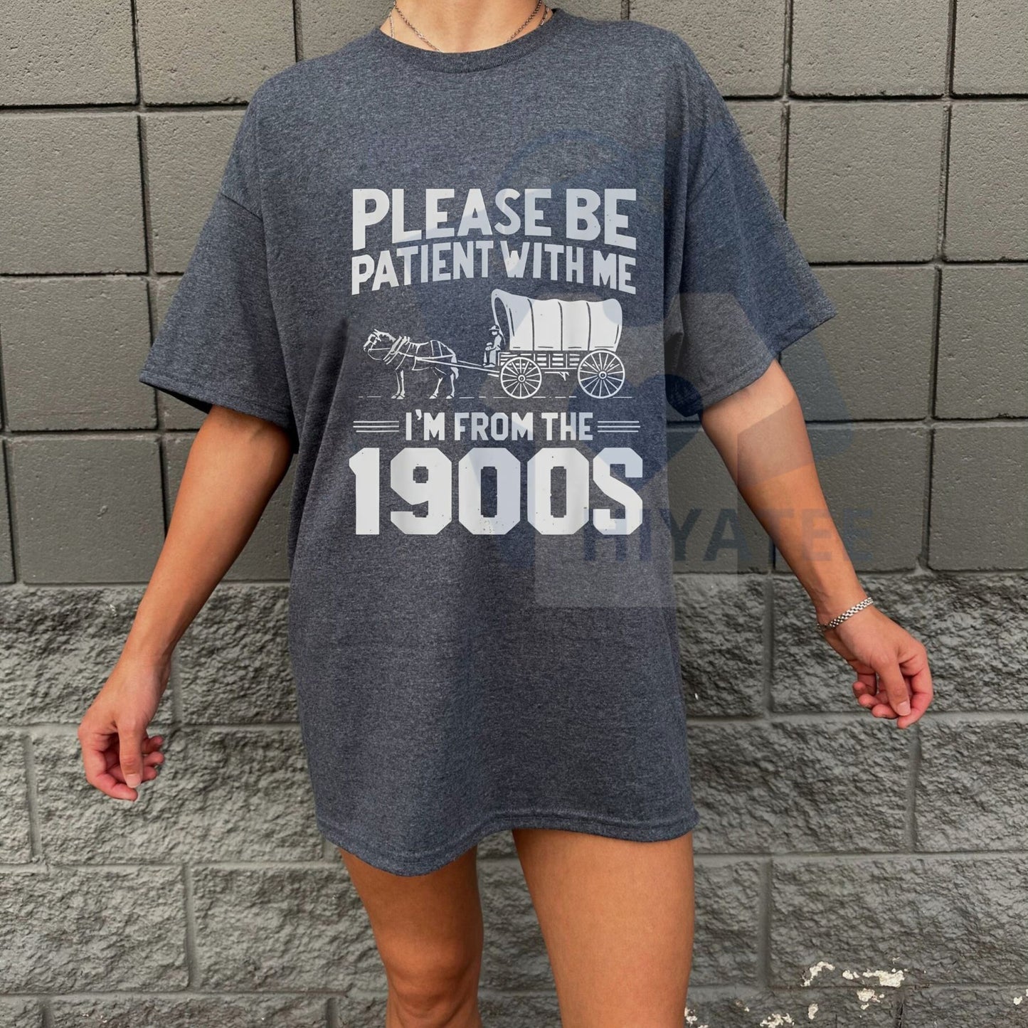 Cotton Please Be Patient I'm From the 1900s T-Shirt: Funny Over the Hill Gift, Vintage Humor Tee, Golf Gift for Men and Women