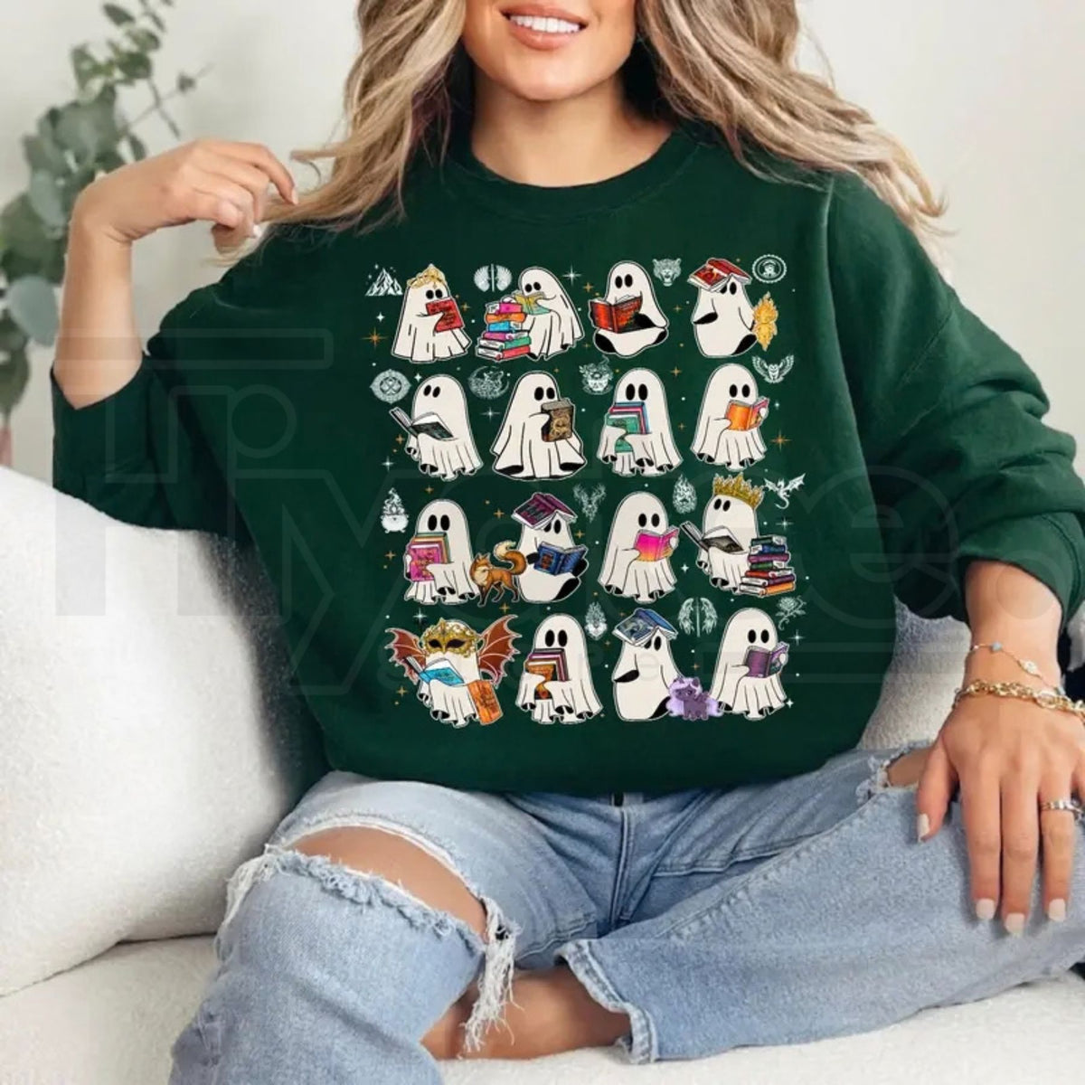 SJM Ghost Book Sweatshirt – Sarah J Maas Universe Halloween Apparel, ACOTAR, Throne of Glass, Crescent City Fantasy BookTok Merch