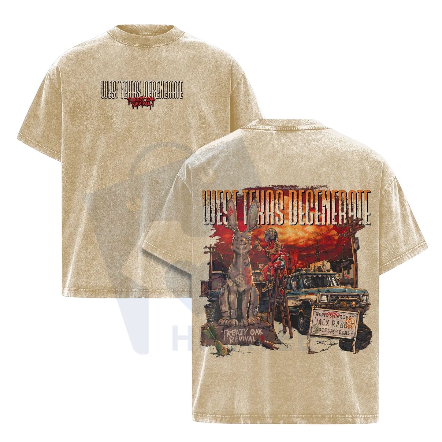 Treaty Oak Revival "West Texas Degenerate" T-Shirt – Acid Wash Oversize Country Rock Tee