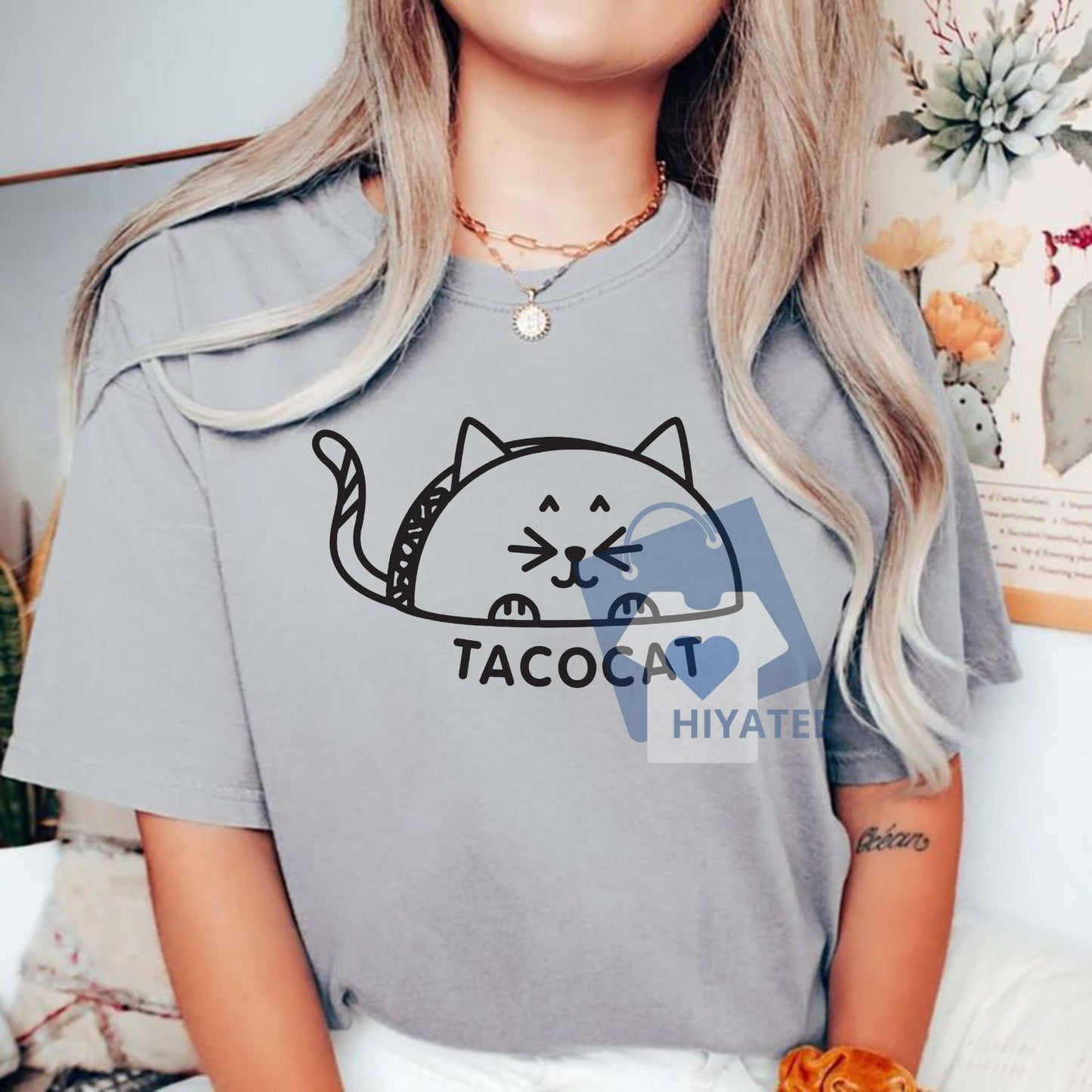 Tacocat Tee – Funny Palindrome Cat Taco Shirt, Cute Graphic T-Shirt for Food & Cat Lovers, Unisex Casual Top