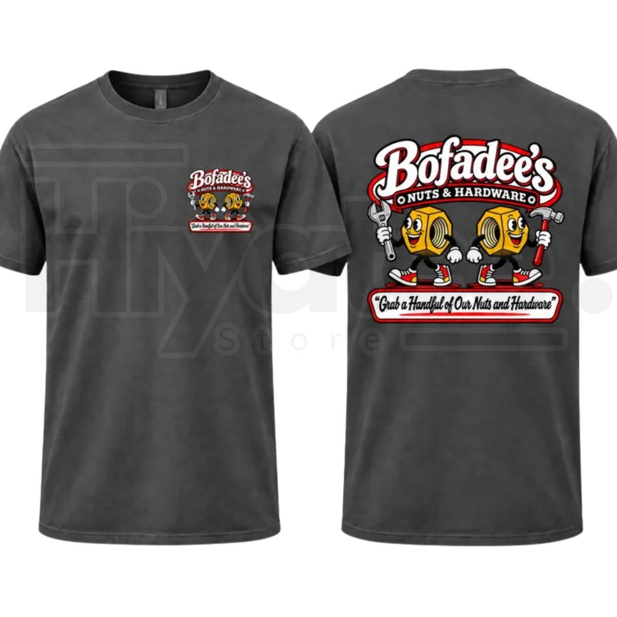 BOFADEES NUTS AND HARDWARE Funny T-Shirt – Bofadee's Logo Parody Tee