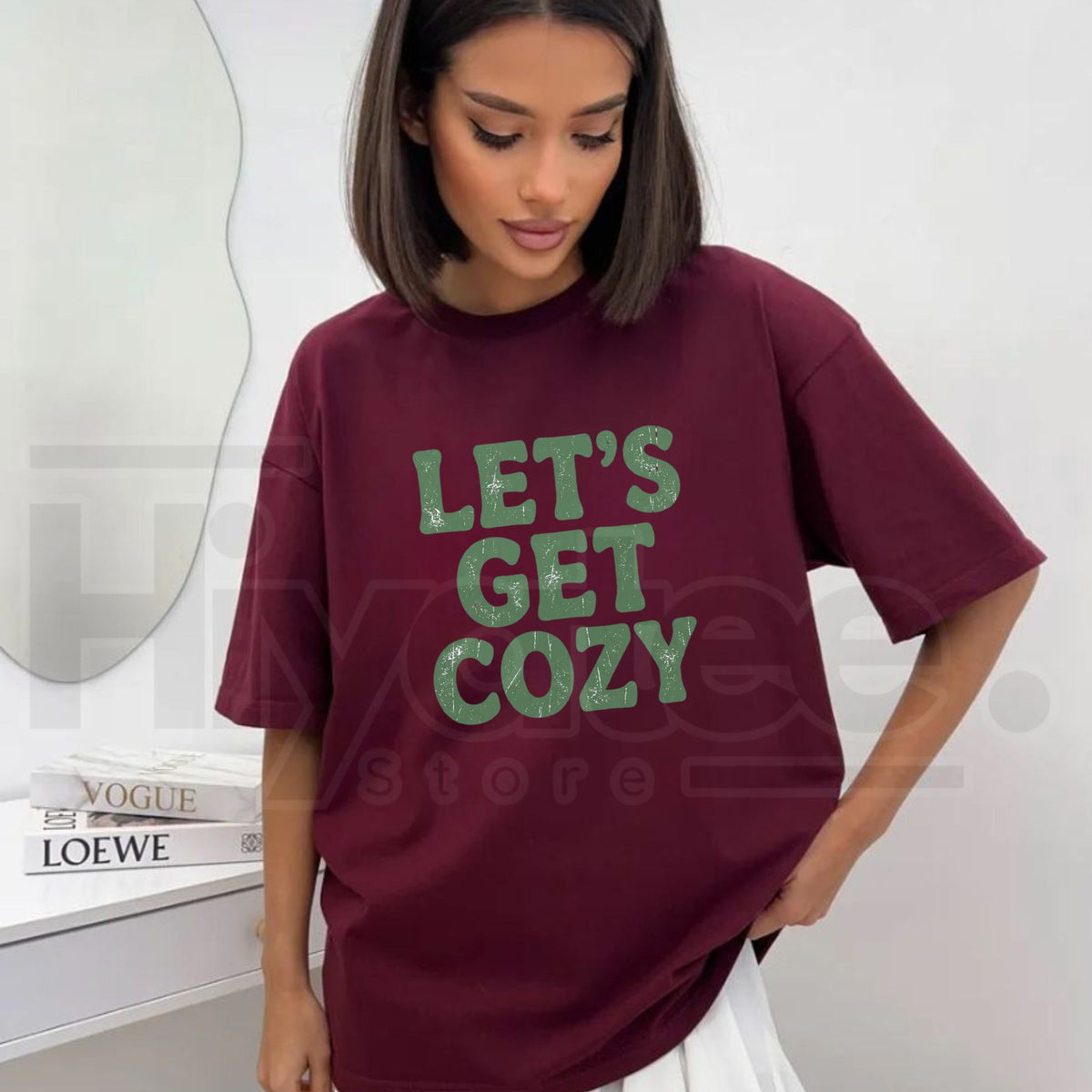 Green Let's Get Cozy T-Shirt – Warm Autumn Winter Quote Graphic Tee
