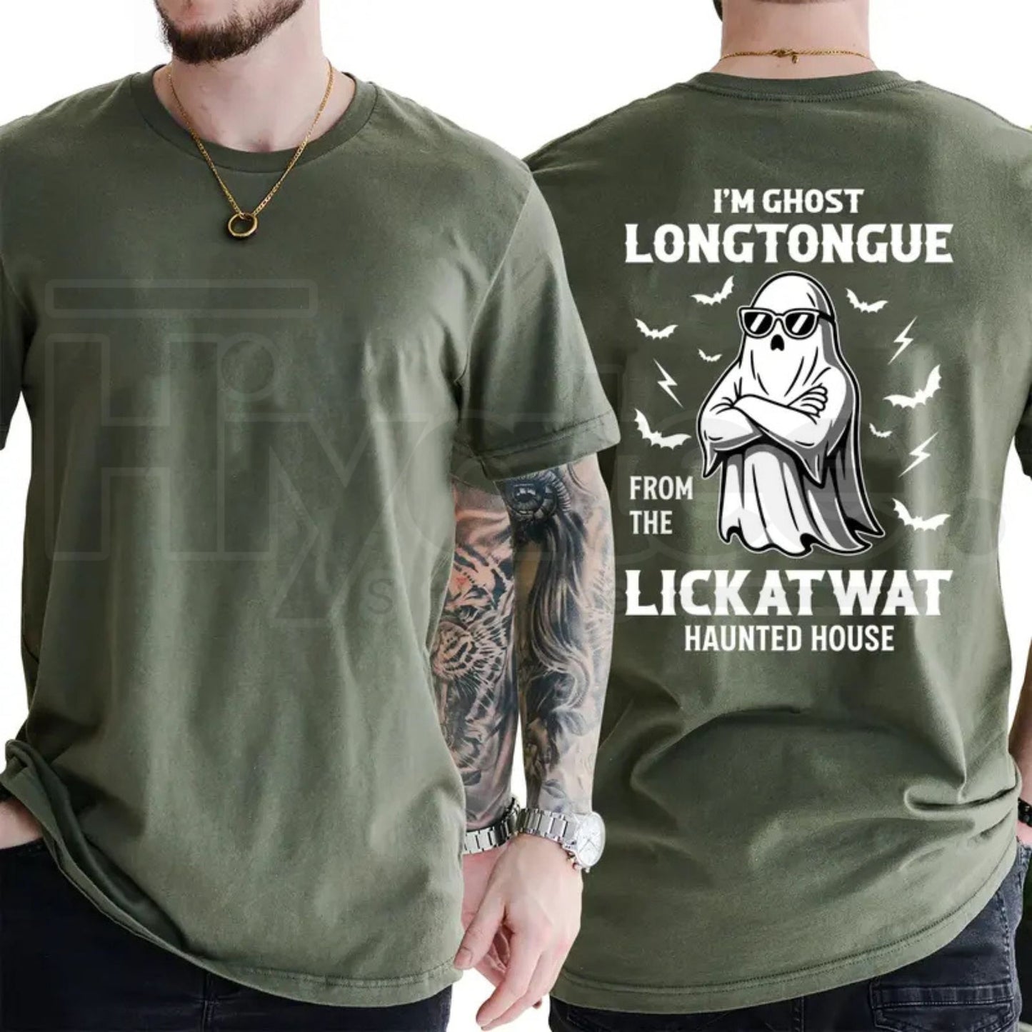 Ghost Longtongue Haunted House T-Shirt – Funny Spooky Halloween Graphic Tee
