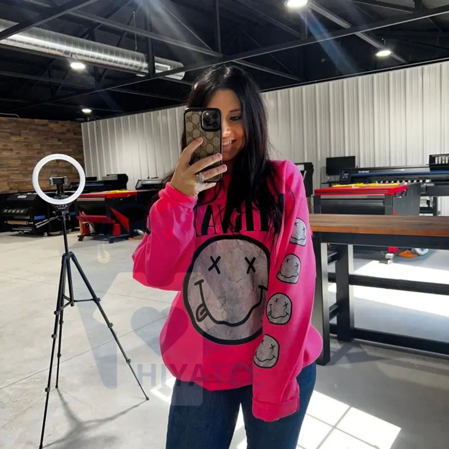 Camo Nirvana Sweatshirt with Sleeve Print: Grunge Band Logo Pullover, Unisex Camouflage Retro Rock Sweater, Music Fan Gift