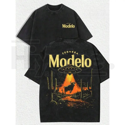 Cerveza Modelo "Desert Abduction" Vintage T-Shirt – Retro UFO & Bull Graphic Tee