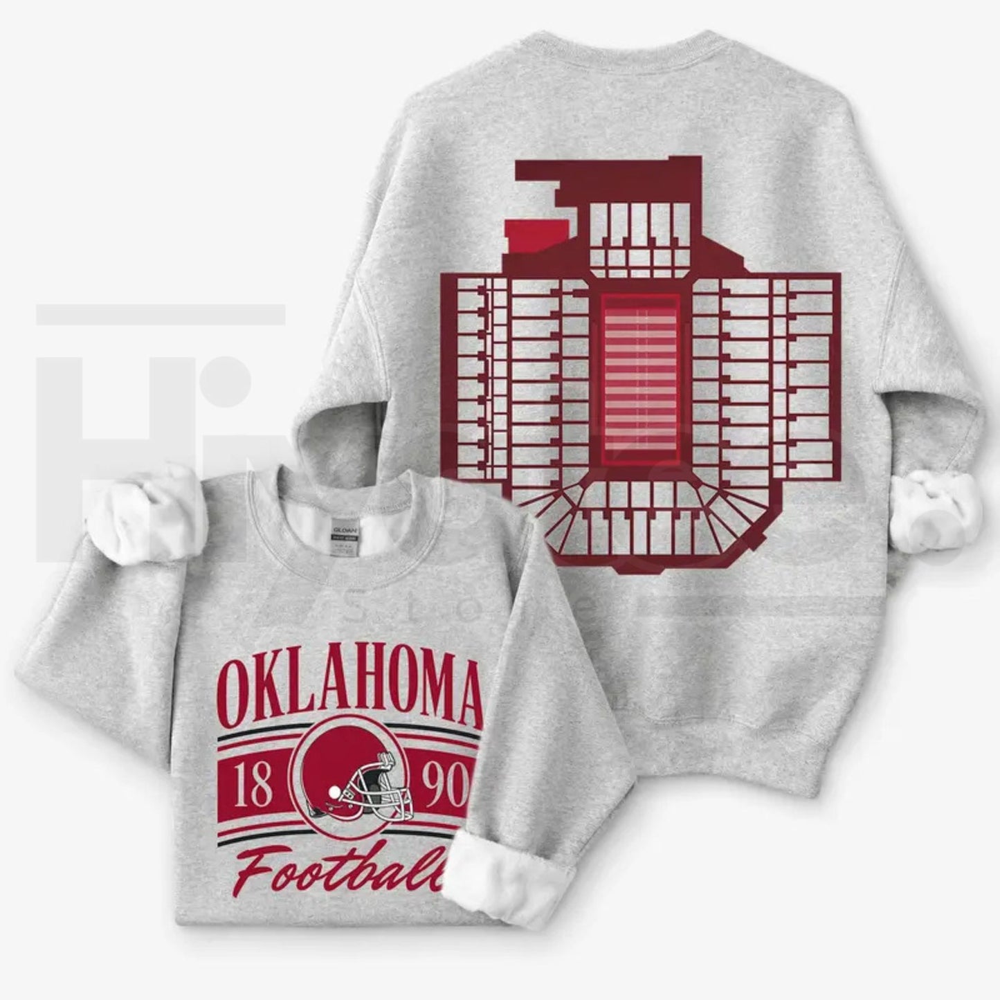Vintage College Football 2 Sided Ash Grey Sweatshirt – 2-Sided Retro Game Day Stadium Crewneck, Menswear Classic Cotton