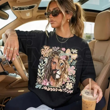 Lion of Judah Christian T-Shirt – RodyThread Religious Floral Faith-Based Tee