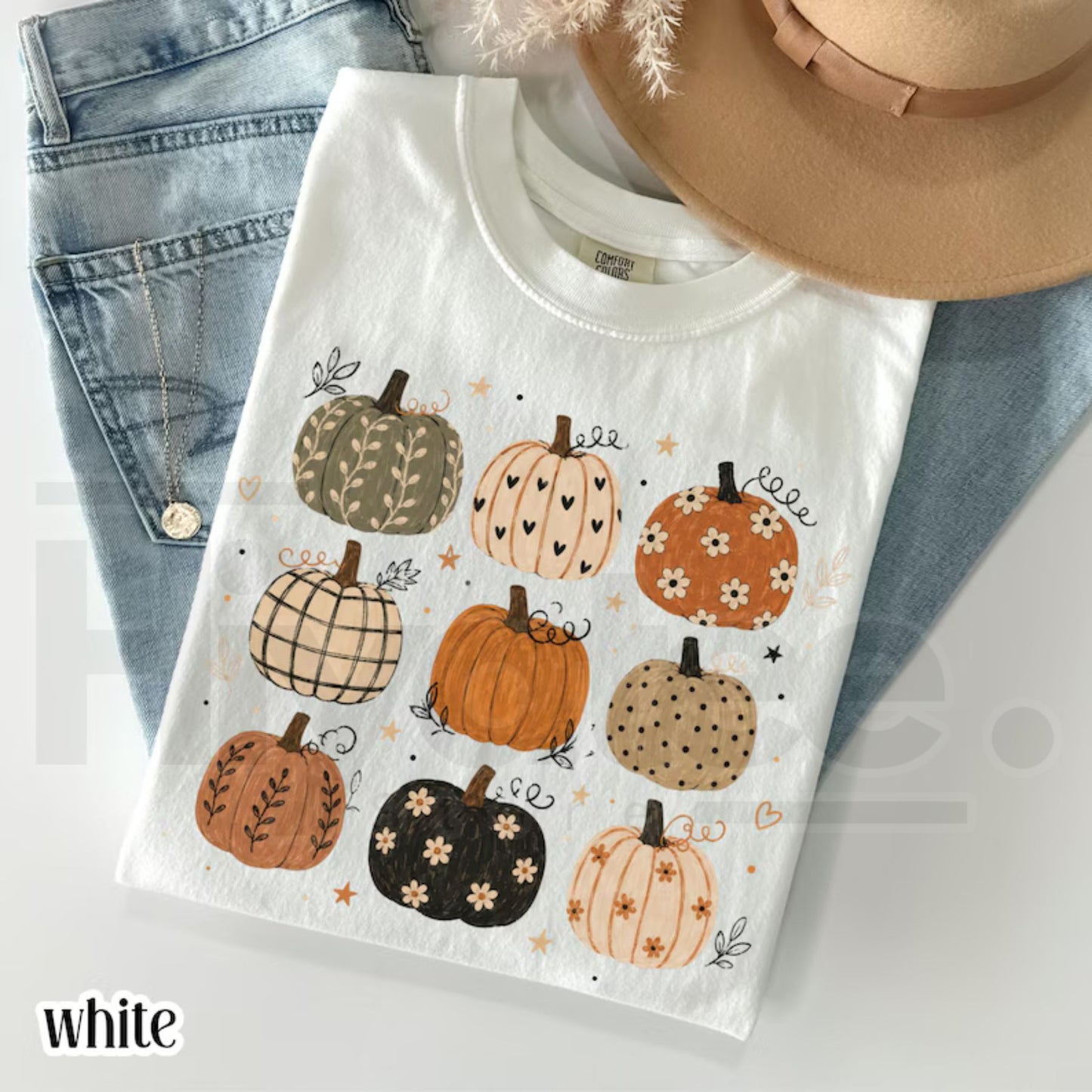 Boho Pumpkin Comfort Colors Shirt Cute Fall Pumpkin Pattern Tee