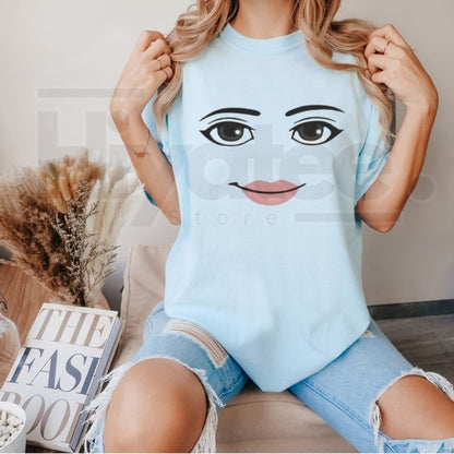 Unique Harajuku Streetwear Robot Roblox Woman Face T-Shirt – Summer Graphic Tee