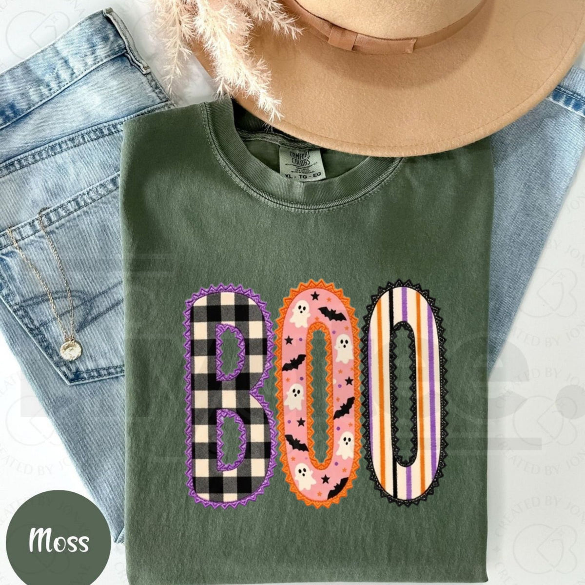 Comfort Colors Preppy Boo Halloween T-Shirt – Cute Gingham Ghost Graphic Tee