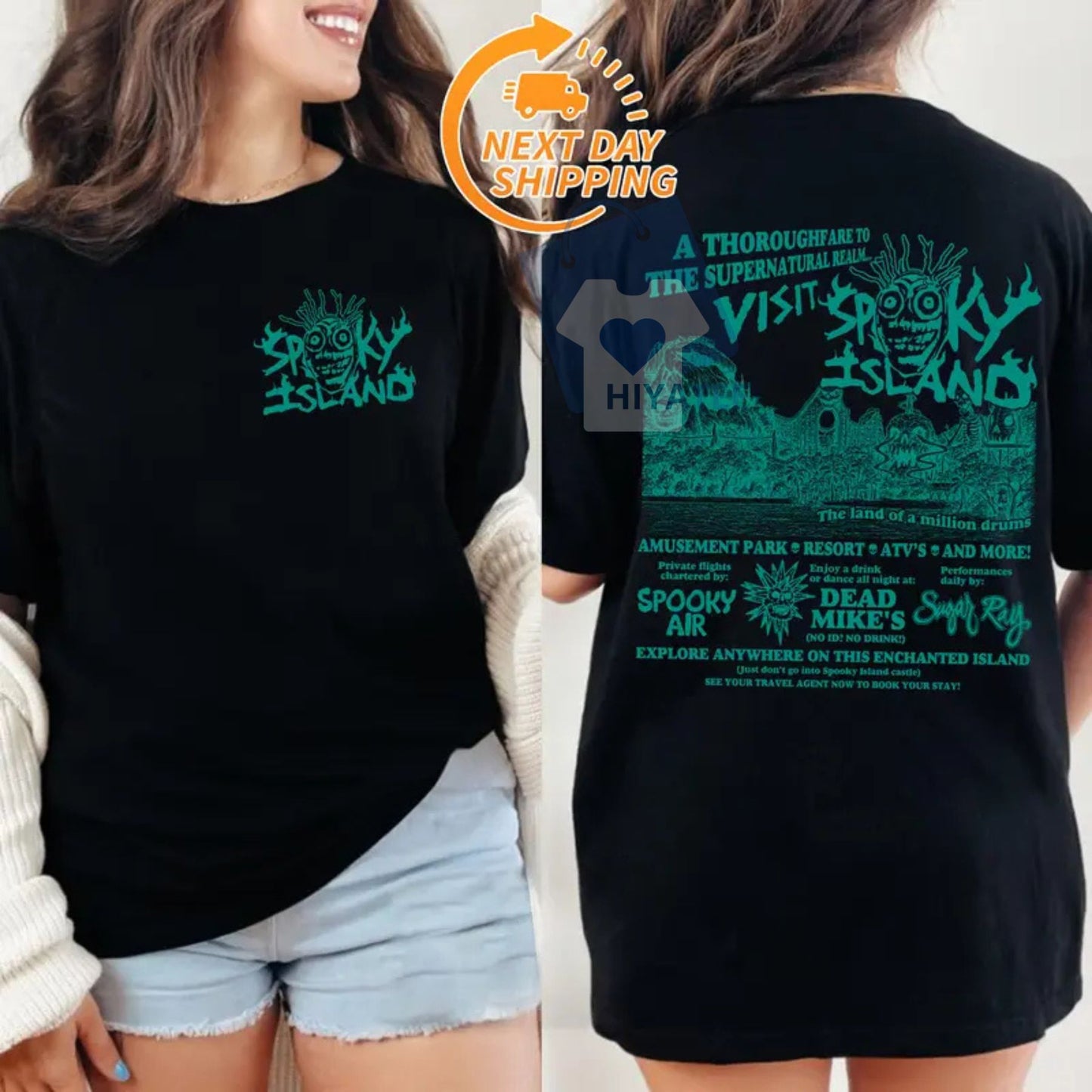 Spooky Island T-Shirt – Retro Horror Amusement Park Tee, Disco Skull Nostalgia Shirt, Halloween Graphic