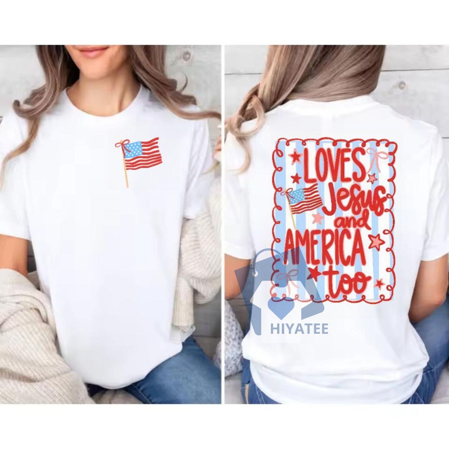 Loves Jesus and America Too Shirt – 4th of July Comfort Colors Tee, Patriotic Christian Shirt, Unisex Faith & Freedom Top