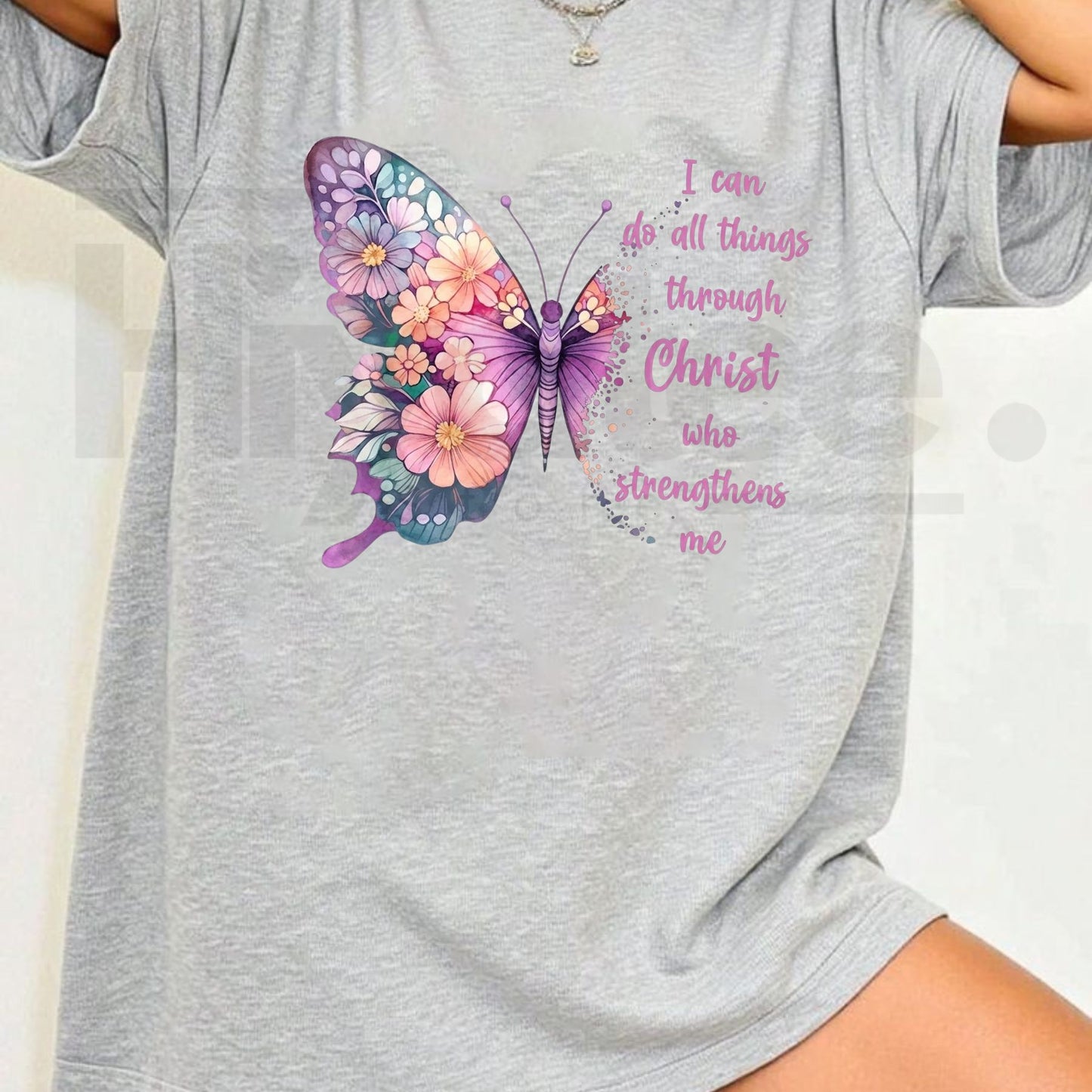 I Can Do All Things Through Christ Butterfly T-Shirt – Christian Faith Graphic Tee
