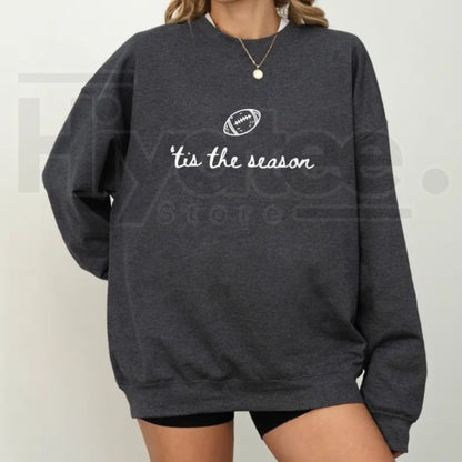 Football Season Sweatshirt – Tis The Season Game Day Crewneck, Cozy Football Mom Fall Pullover