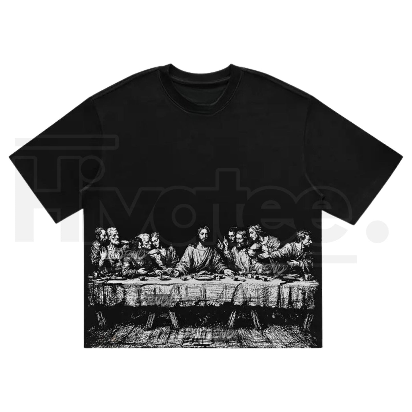 MeJend 12oz Heavyweight Cropped Jesus Print Oversized Streetwear T-Shirt