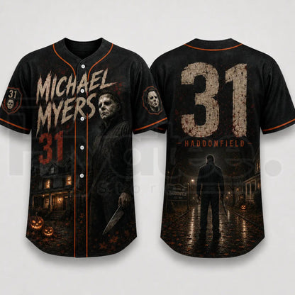 Horror Slasher Baseball Jersey – Gothic Halloween Dark Character Graphic Shirt