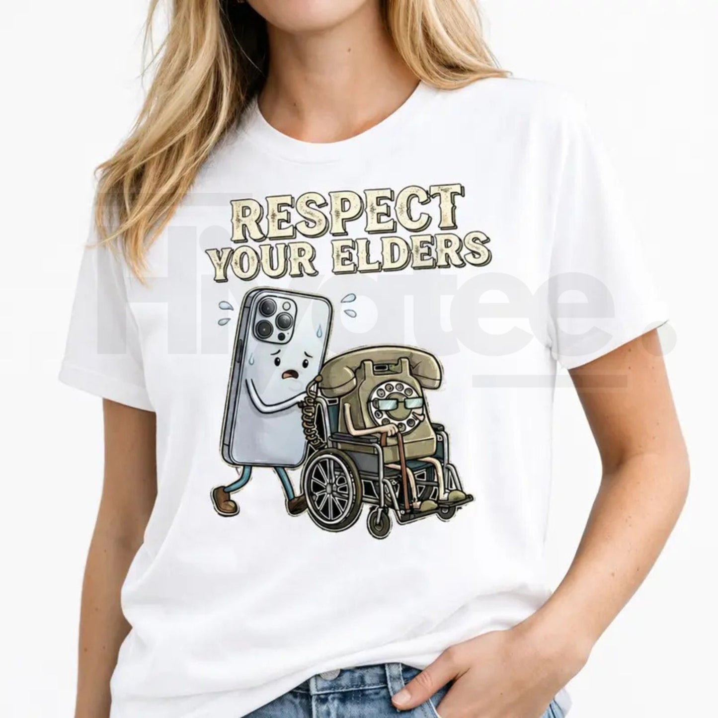"Respect Your Elders" – Tech Evolution Humor Graphic Top