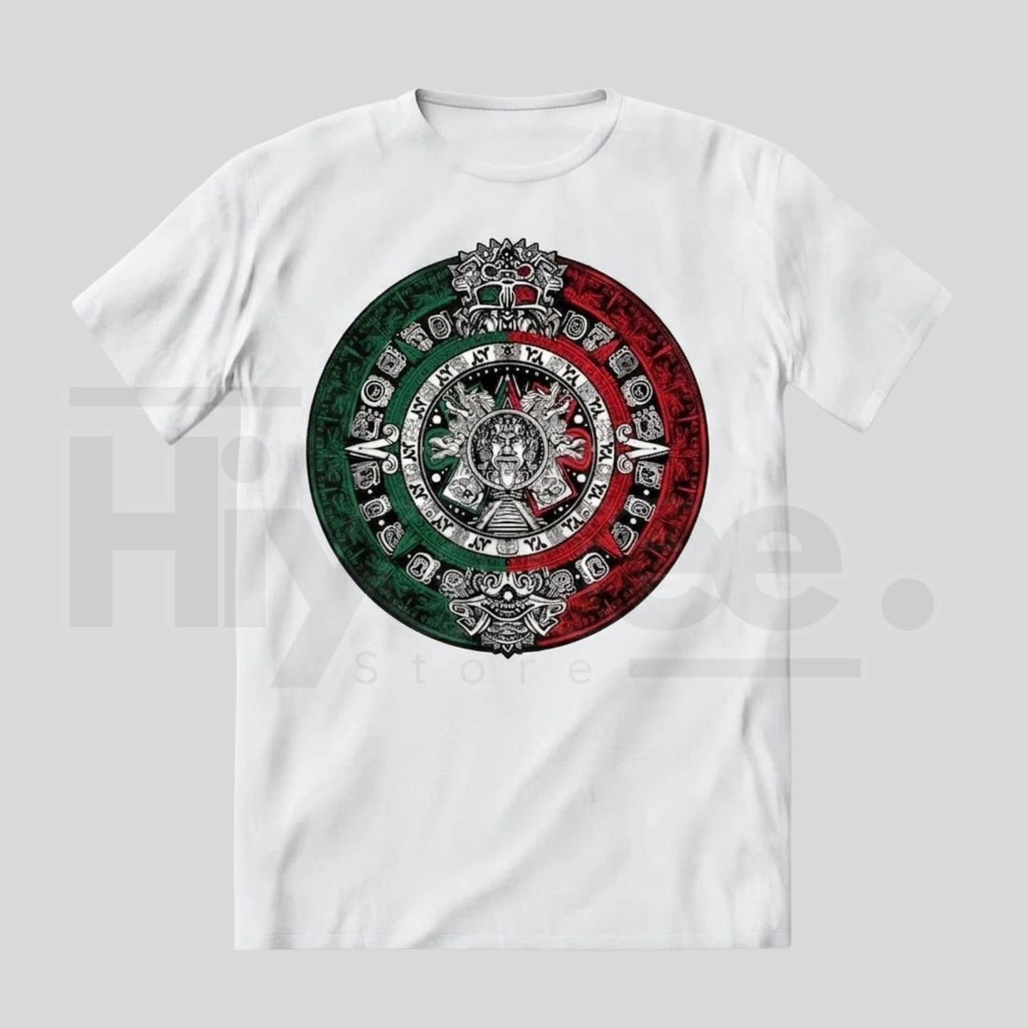 Aztec Calendar Sun Stone T-Shirt – Mexican Flag Heritage Graphic Tee, Viva Mexico Cultural Pride Unisex Premium Cotton Top