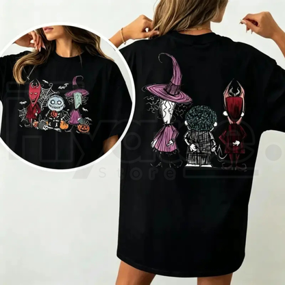 Spooky Trio Halloween Graphic T-Shirt – Soft Cotton Crewneck Shirt