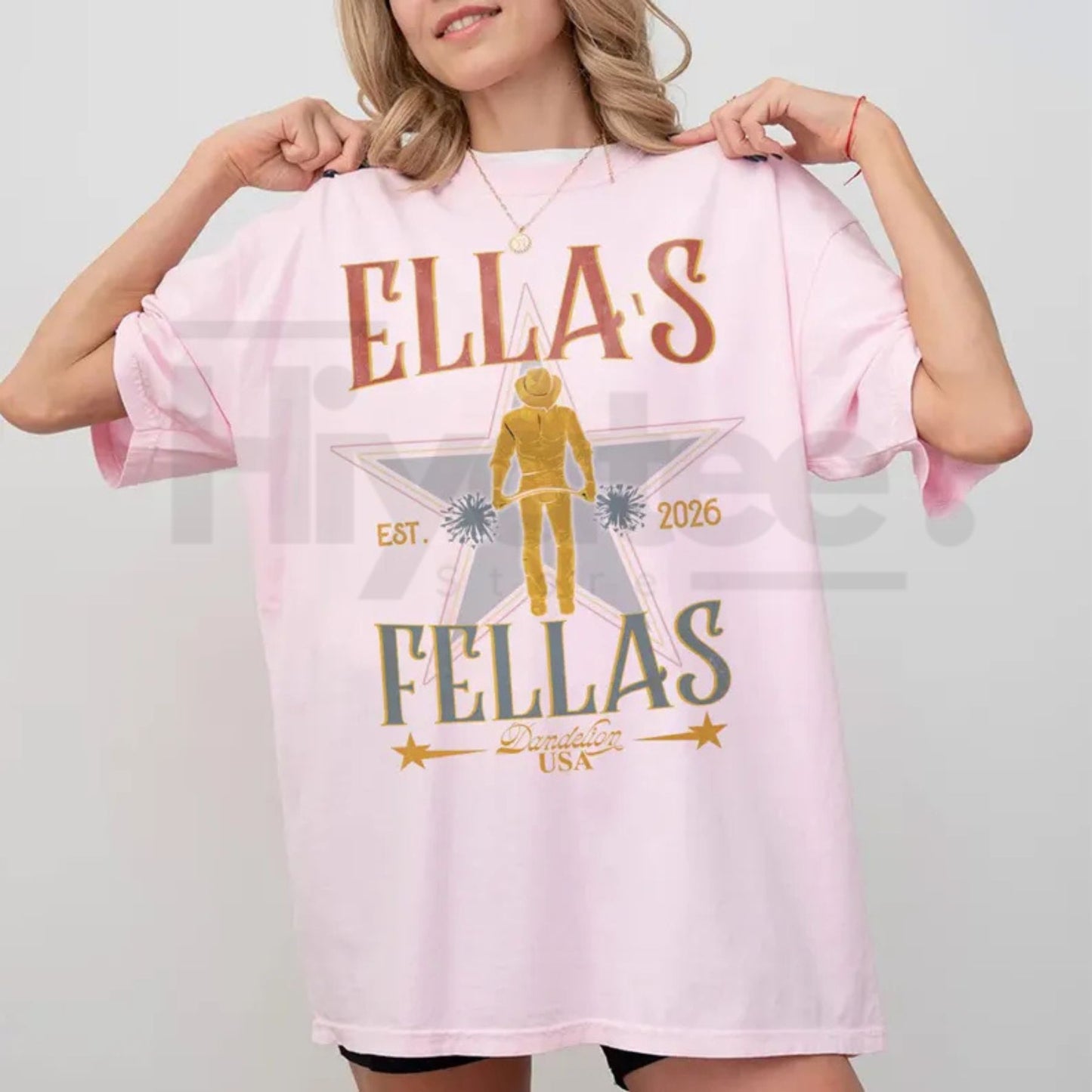 Comfort Colors® "Ella's Fellas" T-Shirt – Wedding or Bachelorette Party Shirt, Vintage Western Cowboy Graphic Tee, Minimalist Groomsman Gift