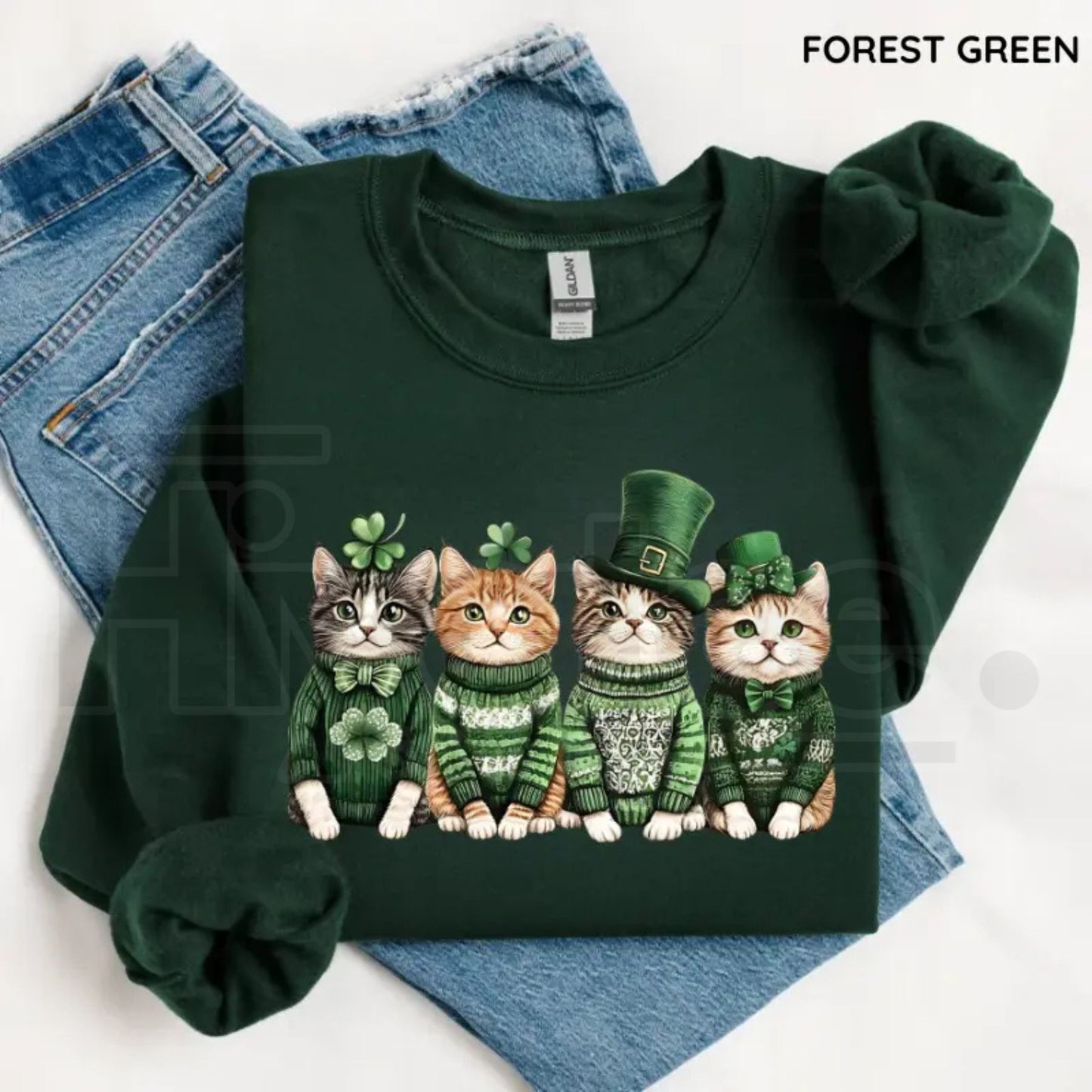 St. Patrick’s Day Cats Sweatshirt: Funny Irish Shamrocks Crewneck