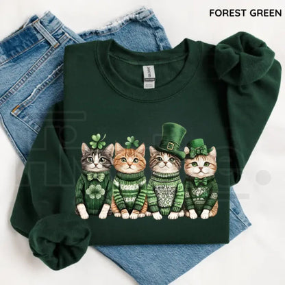 St. Patrick’s Day Cats Sweatshirt: Funny Irish Shamrocks Crewneck