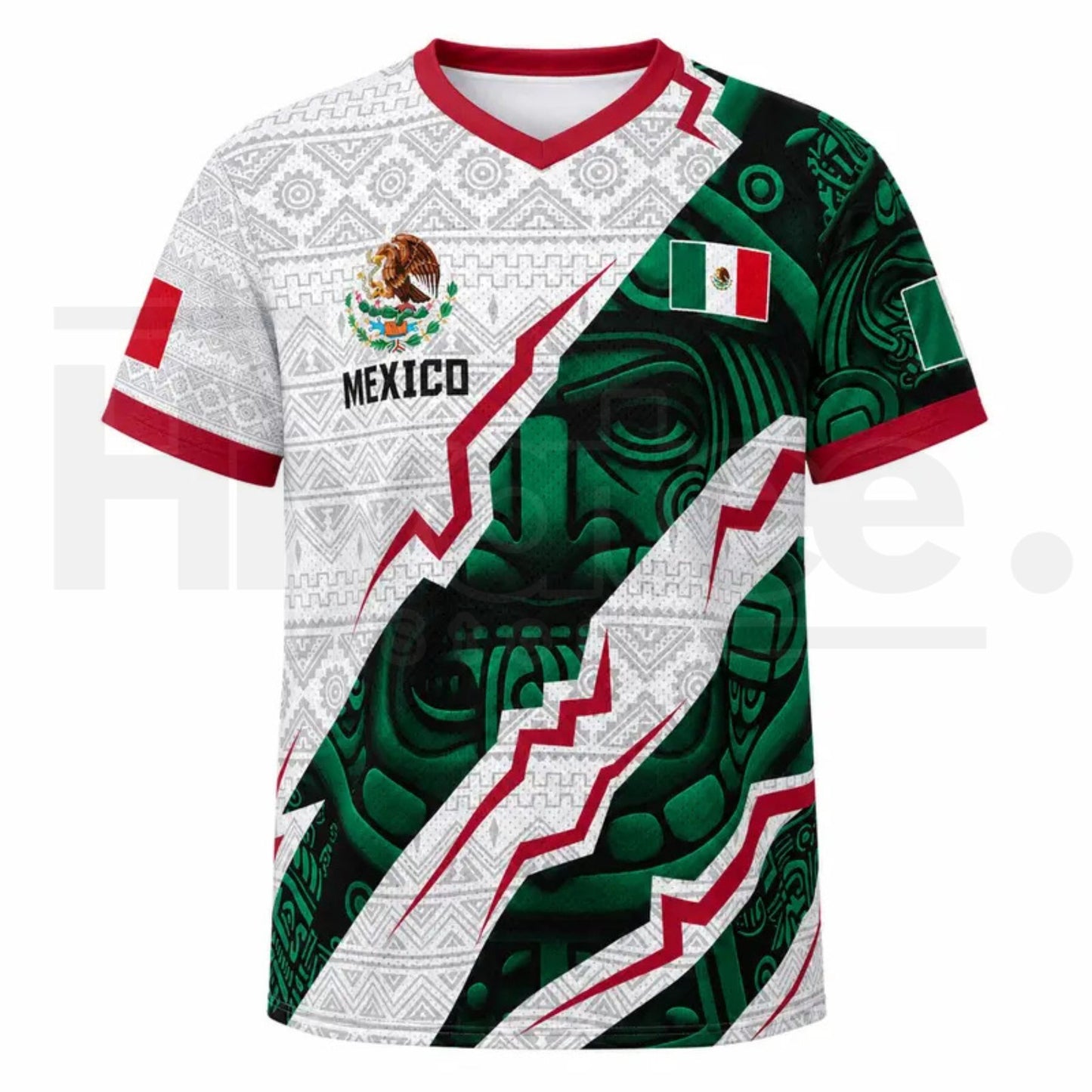 2026 New Mexican Soccer Jersey – Men's Mexico Aztec Calendar Style V-Neck Football Shirt