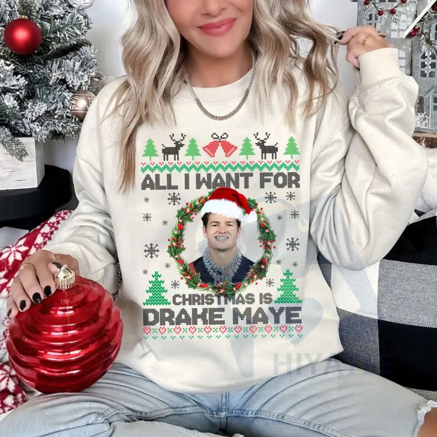 All I Want For Christmas Is D Maye Sweatshirt: I Love Drake M Sweatshirt, Football Fan Holiday Pullover, Gift for Sports Lovers