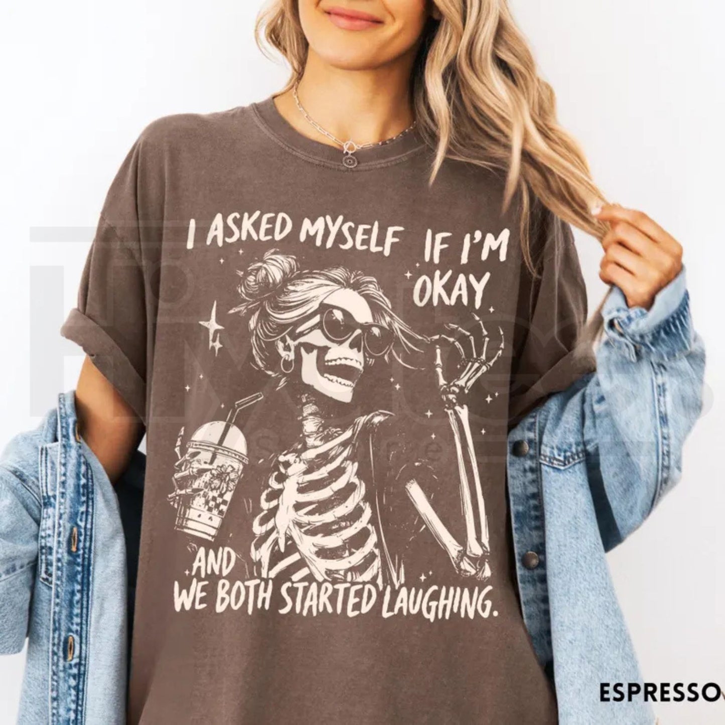 I Asked Myself If I Am Okay Skeleton Comfort Colors T-Shirt Sarcastic Tee