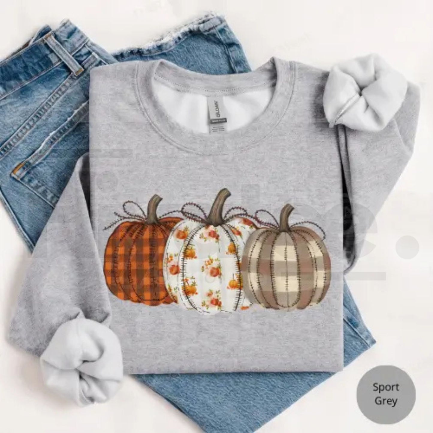 Boho Fall Pumpkin Gildan Sweatshirt – Cute Autumn Harvest Graphic Crewneck, Cozy Thanksgiving Gift