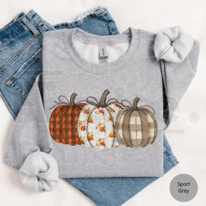 Boho Fall Pumpkin Gildan Sweatshirt – Cute Autumn Harvest Graphic Crewneck, Cozy Thanksgiving Gift