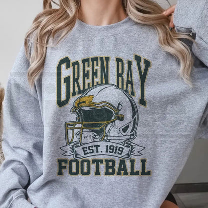 Vintage Football Helmet Graphic Sweatshirt – City Sports Crewneck, Retro Athletic Pullover