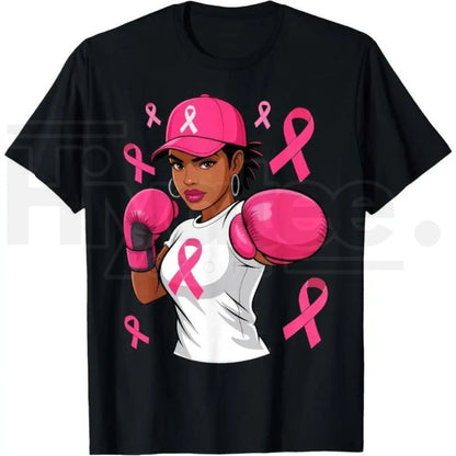 Black African American Breast Cancer Awareness T-Shirt – Pink Ribbon Graphic Tee