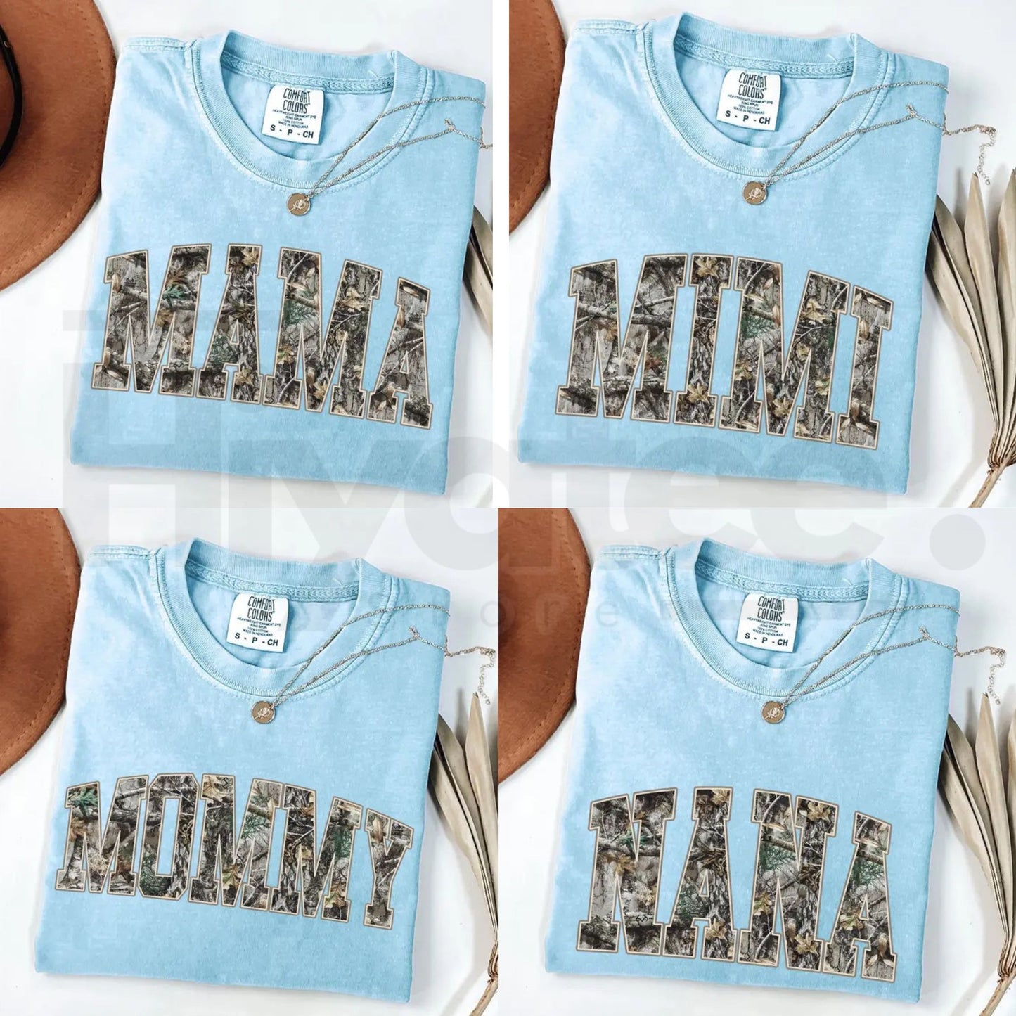 Comfort Colors® Custom Mama Chambray T-Shirt – Personalized Camo & Varsity Style Shirt